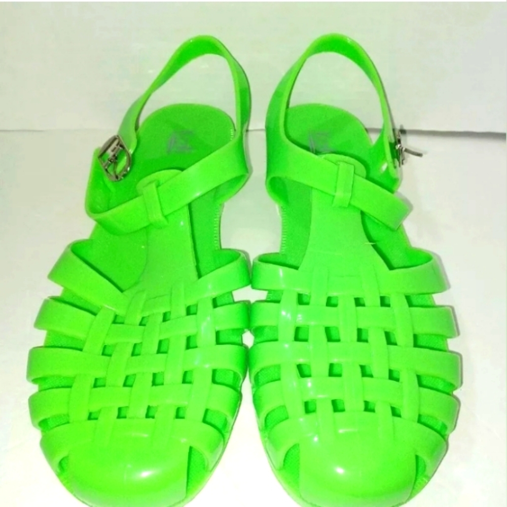 Women Flat Heel Gladiator Water Summer Shoes Sun Jelly Fisherman Sandal GREEN